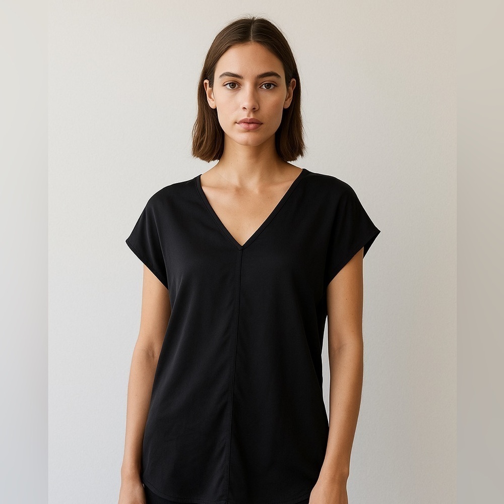 Classic Black V-Neck Women's Top